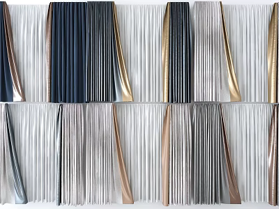 Modern Stylish Curtains With Multiple Colors Soft Fabric And Pleated Design 3d model