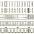 Various Decorative Fence Styles With Stone Posts And Intricate Baluster Patterns 3d model