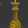 Yellow Chess King Piece With Intricate Crown And Base Design
