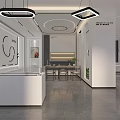 Modern Specialty Store Interior With White Display Counters And Elegant Lighting Design 3d model