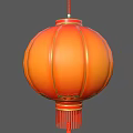 Traditional Chinese Style Orange Lantern Pendant with Golden Decorative Details
