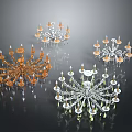 Elegant Crystal Chandeliers With Multiple Arms And Colorful Pendant Decorative Lights