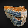 Colorful Layered Natural Stone With Blue Orange White Stripes And Crystalline Texture