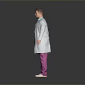 Man in White Doctor Coat With Stethoscope Pink Pants And Lanyard Standing