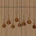 Unique Shaped Wooden Pendant Lights With Organic Designs Hanging On Wooden Wall