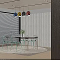Dining Table Set With Glass Top Transparent Chairs And Brass Frame By Window With Curtains