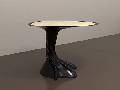 Modern Round Coffee Table With Light Colored Top And Black Curved Base Contemporary Design 3d model