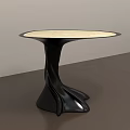 Modern Round Coffee Table With Light Colored Top And Black Curved Base Contemporary Design