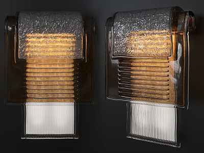Pair of Modern Textured Transparent Glass Wall Lamps With Warm Light Design 3d model