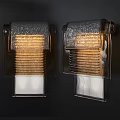 Pair of Modern Textured Transparent Glass Wall Lamps With Warm Light Design