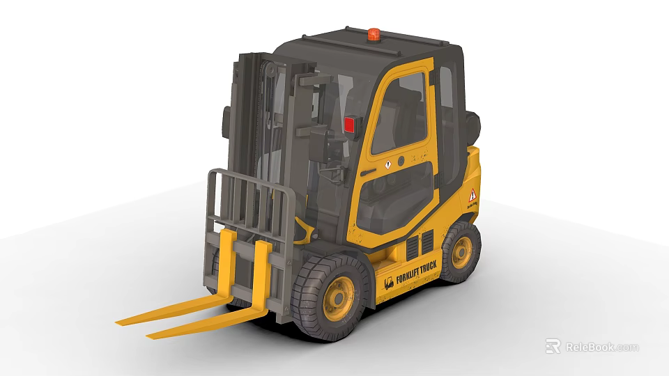 Jungheinrich Yellow Black Industrial Forklift With Cabin And Heavy Duty Tires 3d model 