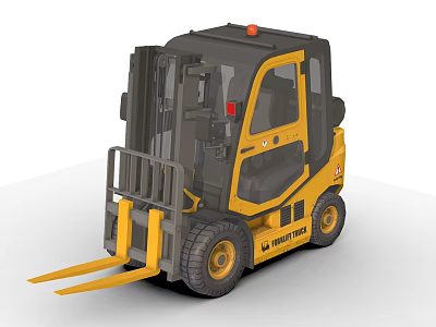 Jungheinrich Yellow Black Industrial Forklift With Cabin And Heavy Duty Tires 3d model
