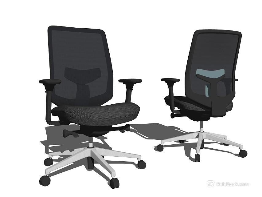 Ergonomic Modern Black Mesh Office Chairs With Armrests And Rolling Wheels 3d model 