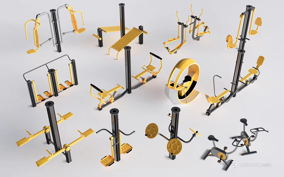 Colorful Playground Equipment Collection With Slides Swings Climbing Frames And Safe Design Features 3d model 