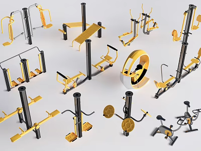 Colorful Playground Equipment Collection With Slides Swings Climbing Frames And Safe Design Features 3d model
