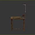 Rustic Wooden Table with Open Storage Box and Small Wooden Pieces on Top