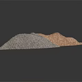 Two Irregular Shaped Textured Material Samples in Brown and Gray Colors on Dark Background Surface