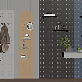 Modern Wall Decor With Pegboard Panels Hooks Shelves And Decorative Plants