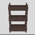 Classic Wooden Three Tier Bookcase With Intricate Carved Details And Shelves