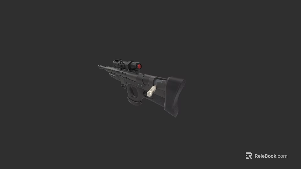Tactical Rifle With Red Dot Scope And Ergonomic Stock For Shooting 3d model 