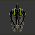 Futuristic Sci Fi Spaceship Design With Glowing Thrusters And Orange Emblems 3d model
