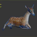 Young Brown And White Deer With White Spots Lying On Smooth Reflective Surface 3d model