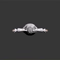3D Model Girl With Gray Twin Ponytails White Dress White Shoes Arms Outstretched Dark Background