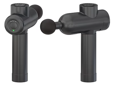 Two Black Percussion Massage Guns with Handle Massage Head and Button for Muscle Relief 3d model