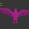 Mythical Bird With Spread Wings Blue Eyes And Crown Feathers On Dark Background