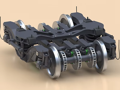 Detailed View Of Train Bogie Mechanical Structure 3d model