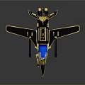 Cosmic Aerospace Craft Model With Black Gold Design And Blue Cockpit
