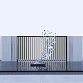 Landscape Sculpture Dynamic Fragmented Glass Pieces Against Striped Wall With Water Pool Base