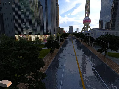 Modern Urban Road Infrastructure With Lane Markings Street Lights And Sidewalks 3d model