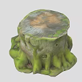 Natural Tree Stump With Green Moss And Textured Roots For Garden Plant Decor