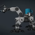 Mechanical Robot With Mechanical Arm Legs And Blue Mug On Top