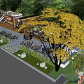 Shipping Container Cafe Building With Outdoor Seating Staircase Canopy And Green Plants