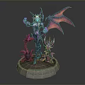 Dragon Sorceress Female Statue With Purple Red Wings And Small Dragon Details