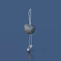 Hanging Heart Shaped Decorative Ornament Set Featuring White String Small Round Pendants And Blue Background