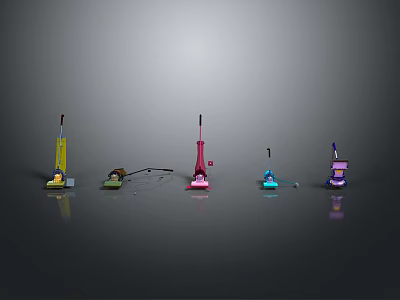 Colorful Mini Computer Models Display With Yellow Green Pink Blue Purple Units On Black Surface 3d model