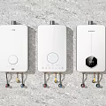 Three Modern Water Heaters with Stylish Control Panels on Gray Wall 3d model