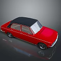 Red Vintage Sedan with Black Roof Shiny Exterior and Classic Retro Design