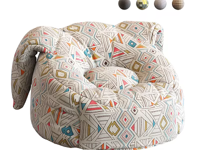 Cozy Bean Bag Chair With Colorful Geometric Pattern And Multiple Color Options 3d model