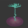Wooden Stone Sculpture Featuring Twisted Tree Trunk On Dark Background With Smoke Effect