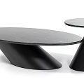 Modern Black Marble Coffee Table Set Featuring Unique Base Design And Smooth Surface 3d model