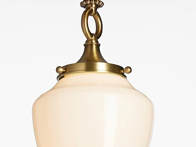 Brass Ceiling Lamp with White Opal Glass Shade and Decorative Finial 3d model