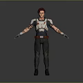 3D Model Human Male Character With Red Hair Armored Shirt Tattoos Dark Pants Boots Gray Background