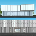 Modern Sales Office Building With Glass Curtain Wall And Surrounding Trees Exterior Design