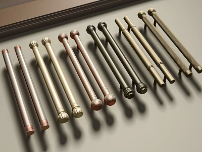 Various Metallic Handles In Different Styles And Colors For Modern Furniture Cabinet 3d model
