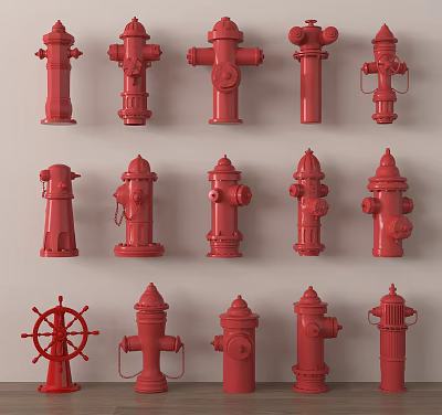 Fire hydrant combination fire fighting equipment 3d model