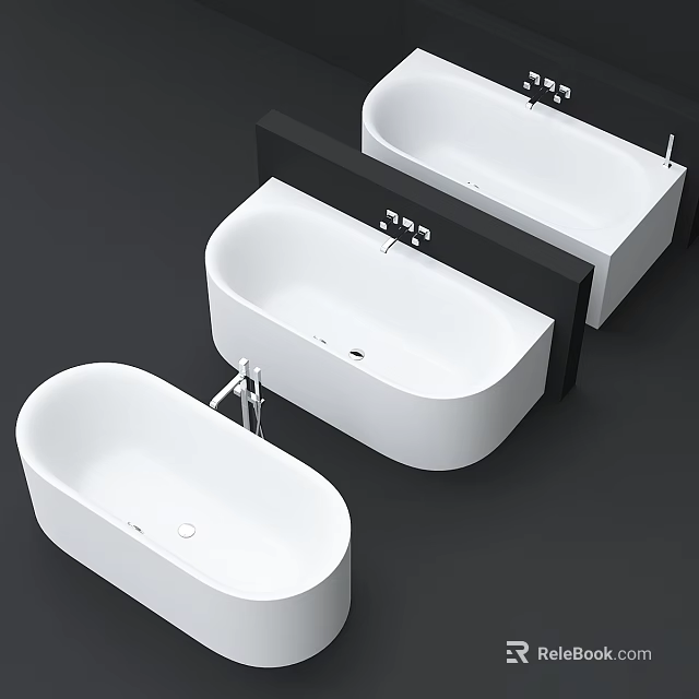 Modern White Freestanding Bathtub Design With Sleek Lines And Chrome Faucet 3d model 
